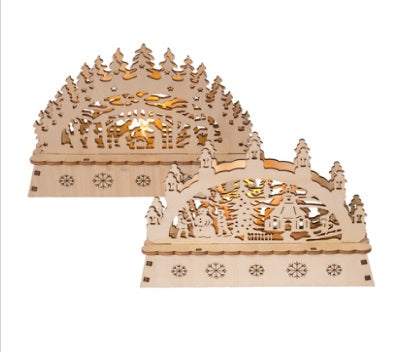 Wooden Christmas Scene LED Decoration - Agenda Bookshop