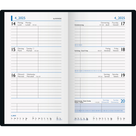 Brunnen Pocket Calendar A6, Grey - Agenda Bookshop