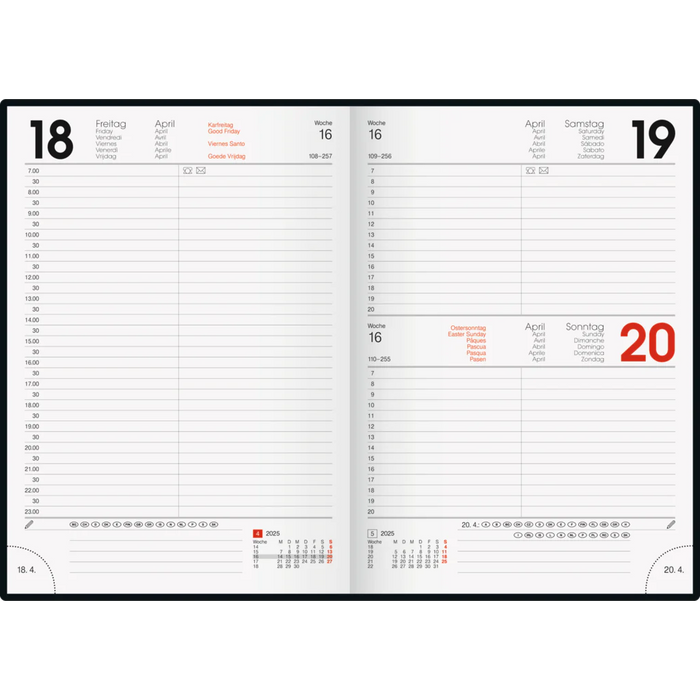 Brunnen 2025 Diary A5, Red