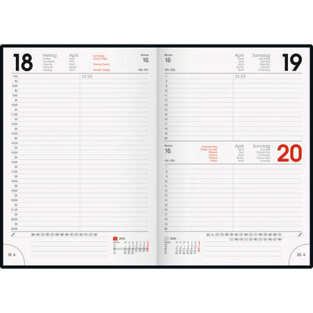 Brunnen 2025 Diary A5, Black - Agenda Bookshop