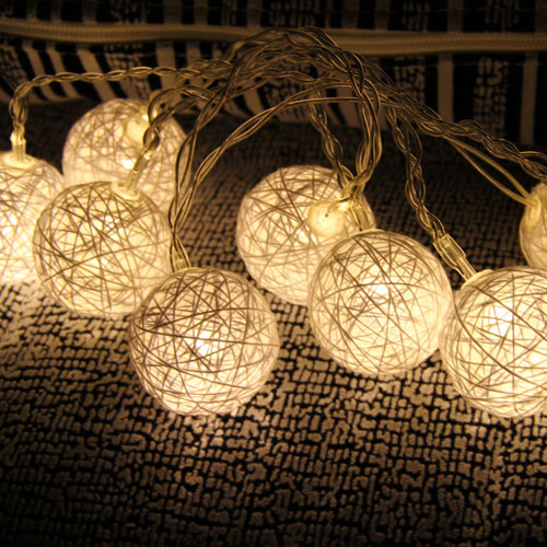 20L cotton ball warm white LED string decorative lights - Agenda Bookshop