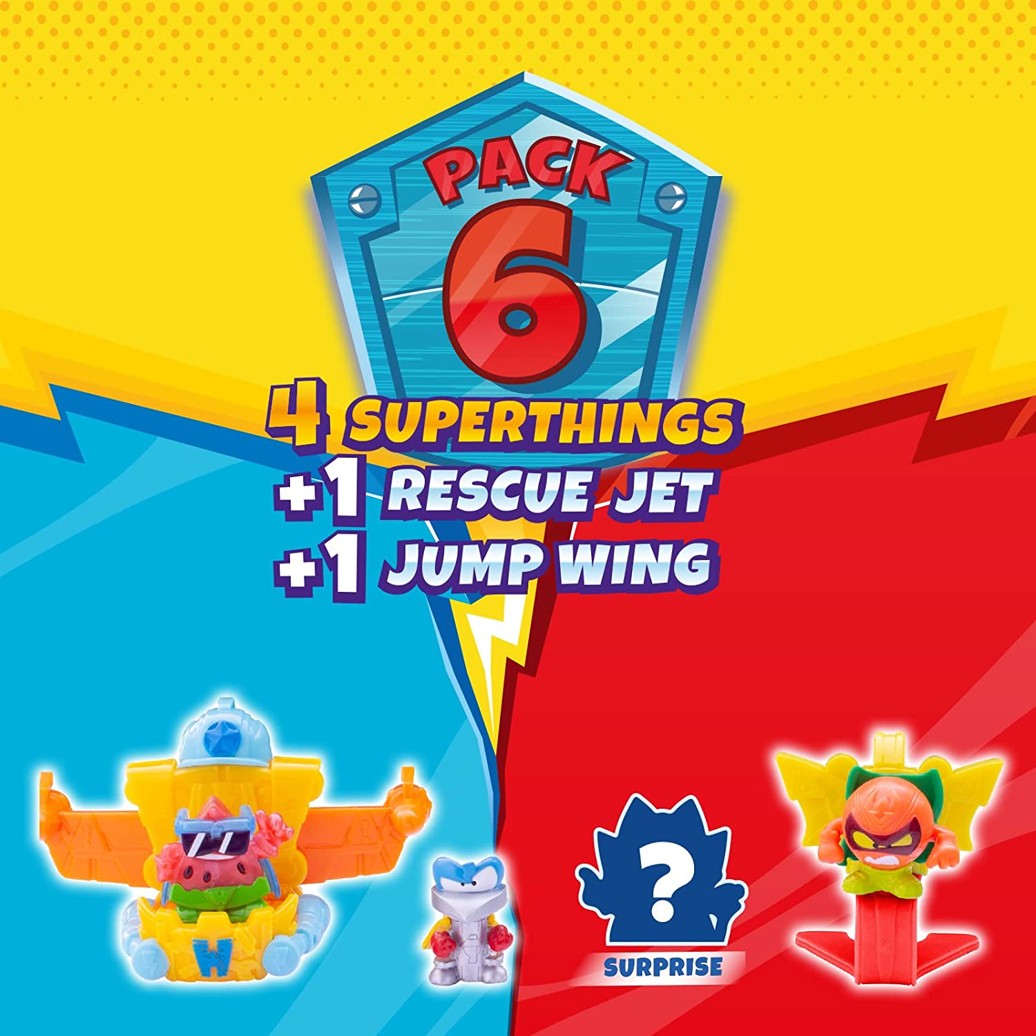 SUPERTHINGS Rescue Force Series – 6-Pack. Includes 4 SuperThings (1 rare silver captain), 1 Rescue Jet and 1 Jump Wing 5/6 - Agenda Bookshop