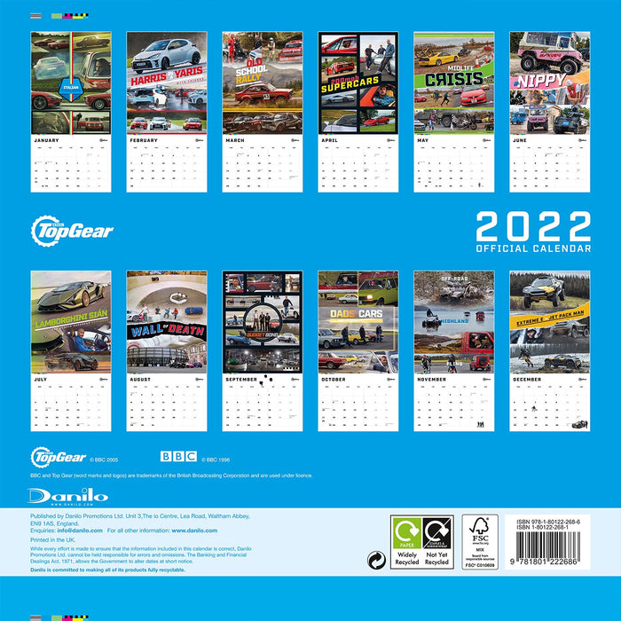 The Official Top Gear Square Calendar 2022: 2022 - Agenda Bookshop