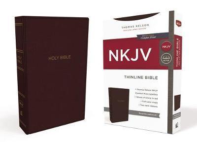 NKJV, Thinline Bible, Leathersoft, Burgundy, Red Letter Edition, Comfort Print: Holy Bible, New King James Version - Agenda Bookshop