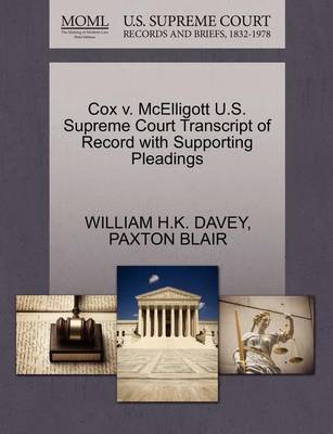 Cox V. McElligott U.S. Supreme Court Transcript of Record with Supporting Pleadings - Agenda Bookshop