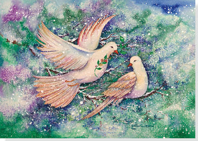 Deluxe Boxed Christmas Cards: Two Turtledoves - Agenda Bookshop
