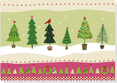 Deluxe Boxed Christmas Cards: Folk Art Treescape - Agenda Bookshop