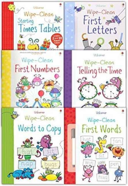 Usborne Wipe-Clean : 6 Book Pack - Agenda Bookshop