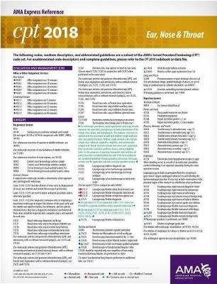 CPT (R) 2018 Express Reference Coding Cards: Ear, Nose & Throat - Agenda Bookshop