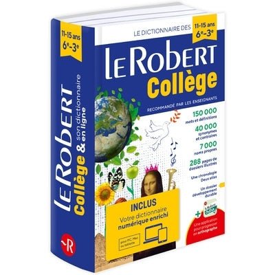 Le Robert College 2024 Bimedia: Monolingual French dictionary for college students with free coded access to the online dictionary - Agenda Bookshop