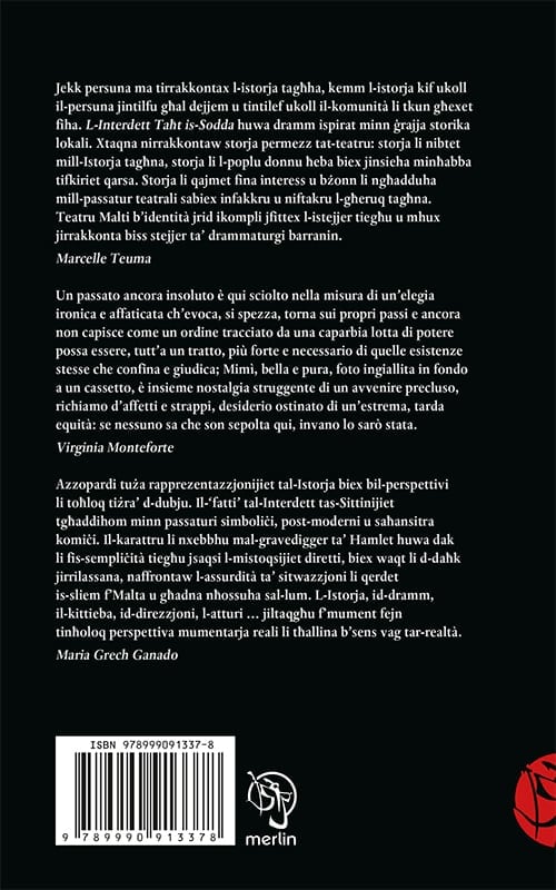 L-Interdett Taħt is-Sodda back cover