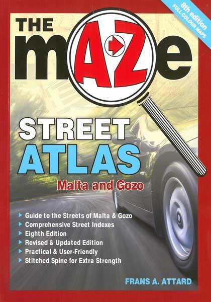 The Maze 8th Edition Street Atlas Malta & Gozo; Full colour maps - Agenda Bookshop