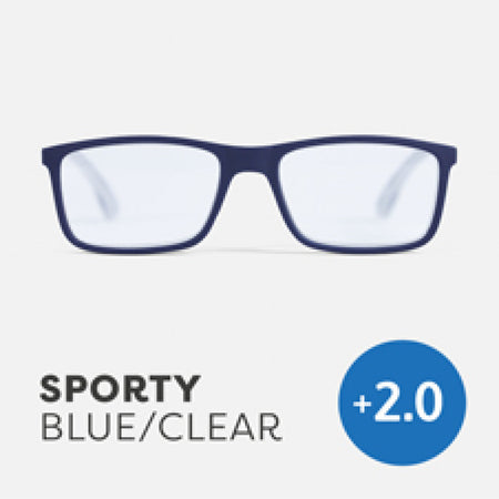 Easy Readers Reading Glasses - Sporty Blue/Clear +2.0 - Readers - Agenda Bookshop