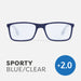 Easy Readers Reading Glasses - Sporty Blue/Clear +2.0 - Readers - Agenda Bookshop