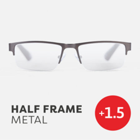 Easy Readers Reading Glasses - Half Frame Metal +1.5 - Readers - Agenda Bookshop