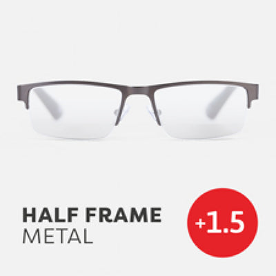 Easy Readers Reading Glasses - Half Frame Metal +1.5 - Readers - Agenda Bookshop