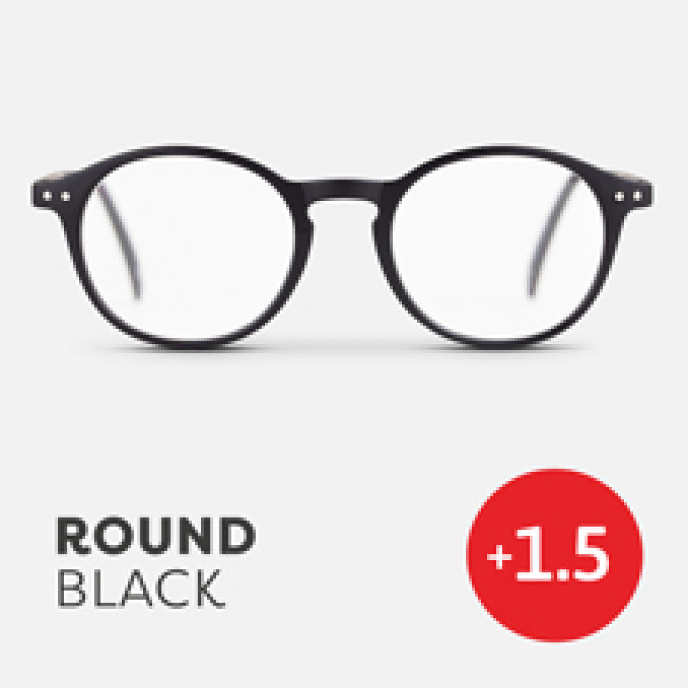 Easy Readers Reading Glasses - Round Black +1.5 - Readers - Agenda Bookshop