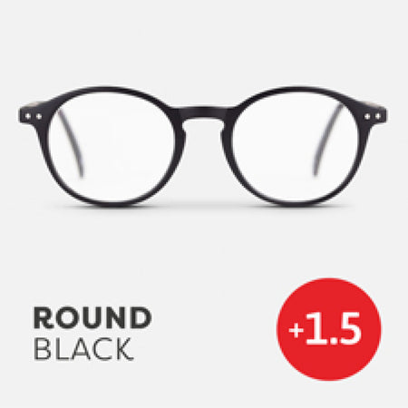 Easy Readers Reading Glasses - Round Black +1.5 - Readers - Agenda Bookshop