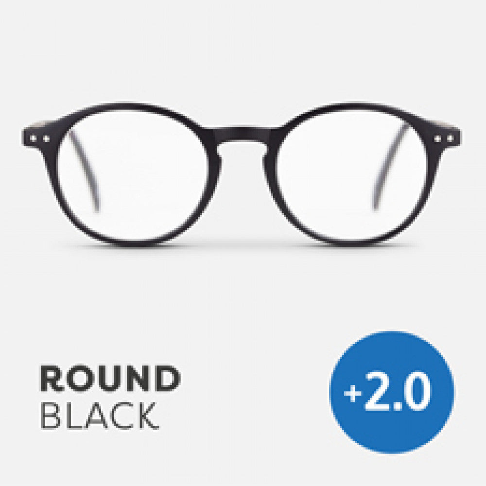 Easy Readers Reading Glasses - Round Black +2.0 - Readers - Agenda Bookshop