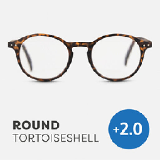 Easy Readers Reading Glasses - Round Tortoiseshell  +2.0 - Readers - Agenda Bookshop