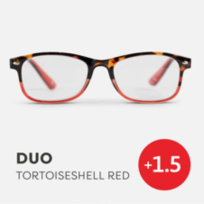 Easy Readers Reading Glasses - Duo Tortoiseshell Red  +1.5 - Readers - Agenda Bookshop