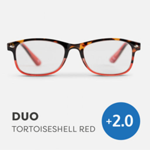 Easy Readers Reading Glasses - Duo Tortoiseshell Red +2.0 - Readers - Agenda Bookshop