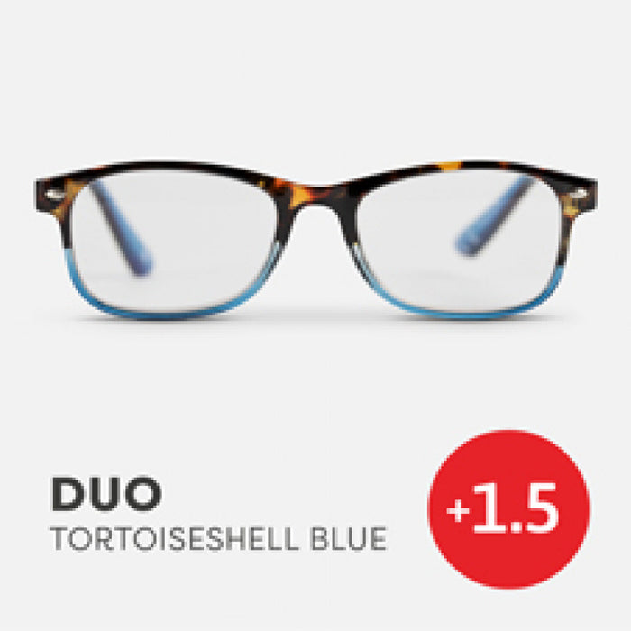 Easy Readers Reading Glasses - Duo Tortoiseshell Blue +1.5 - Readers - Agenda Bookshop