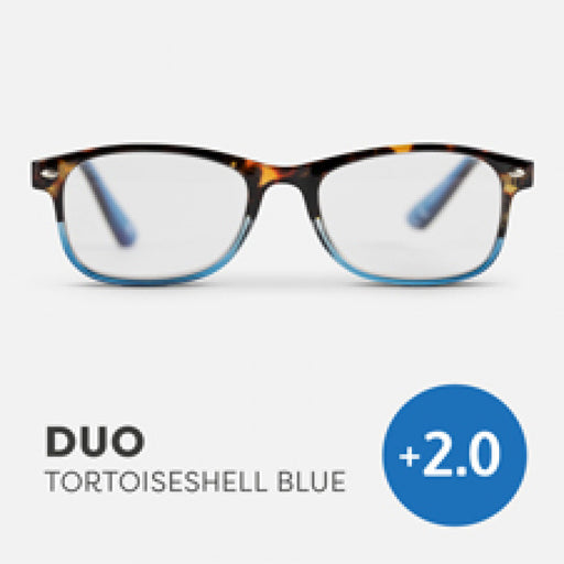 Easy Readers Reading Glasses - Duo Tortoiseshell Blue +2.0 - Readers - Agenda Bookshop
