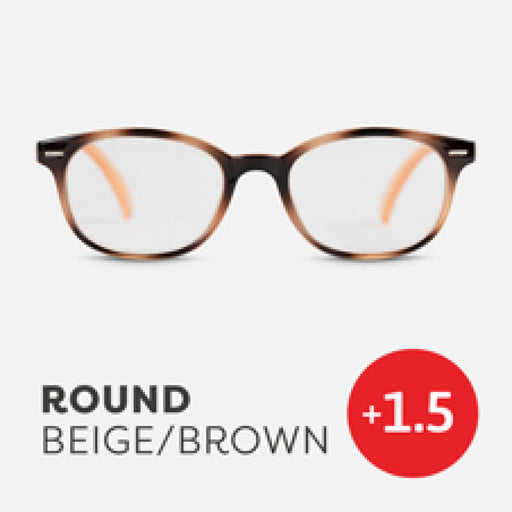 Easy Readers Reading Glasses - Round Beige/Brown +1.5 - Readers - Agenda Bookshop