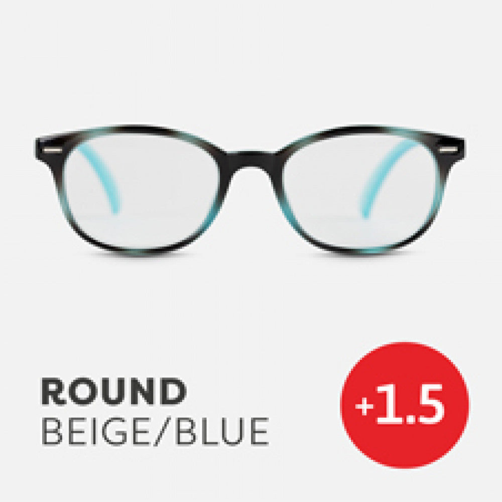 Easy Readers Reading Glasses - Round Beige/Blue  +1.5 - Readers - Agenda Bookshop